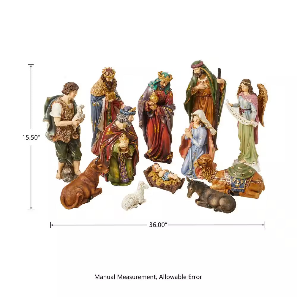 16 In. H Oversized Resin Nativity Figurine Set (12-Pieces)