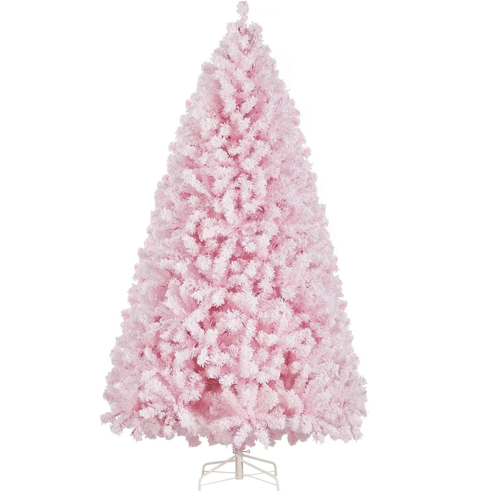 4.5 Ft Pre-Lit Flocked Christmas Tree with Warm Lights, Frosted White