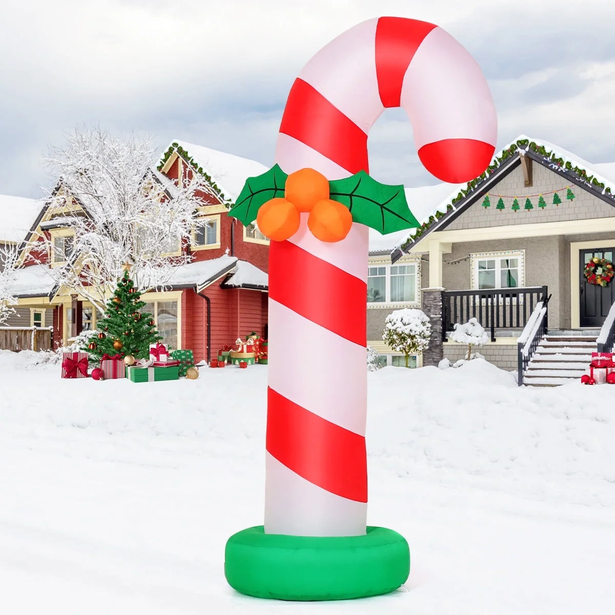 6 FT Christmas Inflatables Giant Candy Cane Decorations, Candy Cane Inflatable with Built-In Leds, Outdoor Christmas Decorations Clearance for Xmas/Holiday/Party