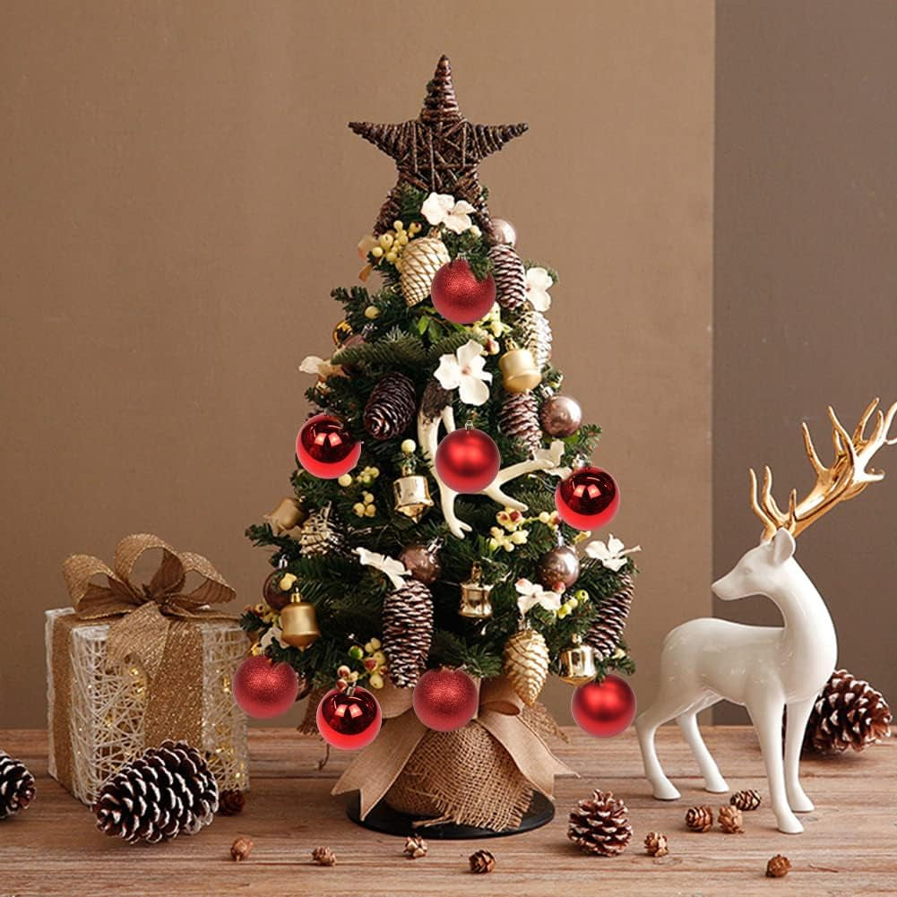 3.94" Large Christmas Balls Shatterproof Red Christmas Ornaments 6 Pcs Big Red Xmas Ornaments for Xmas Tree Holiday Wedding Party Decoration