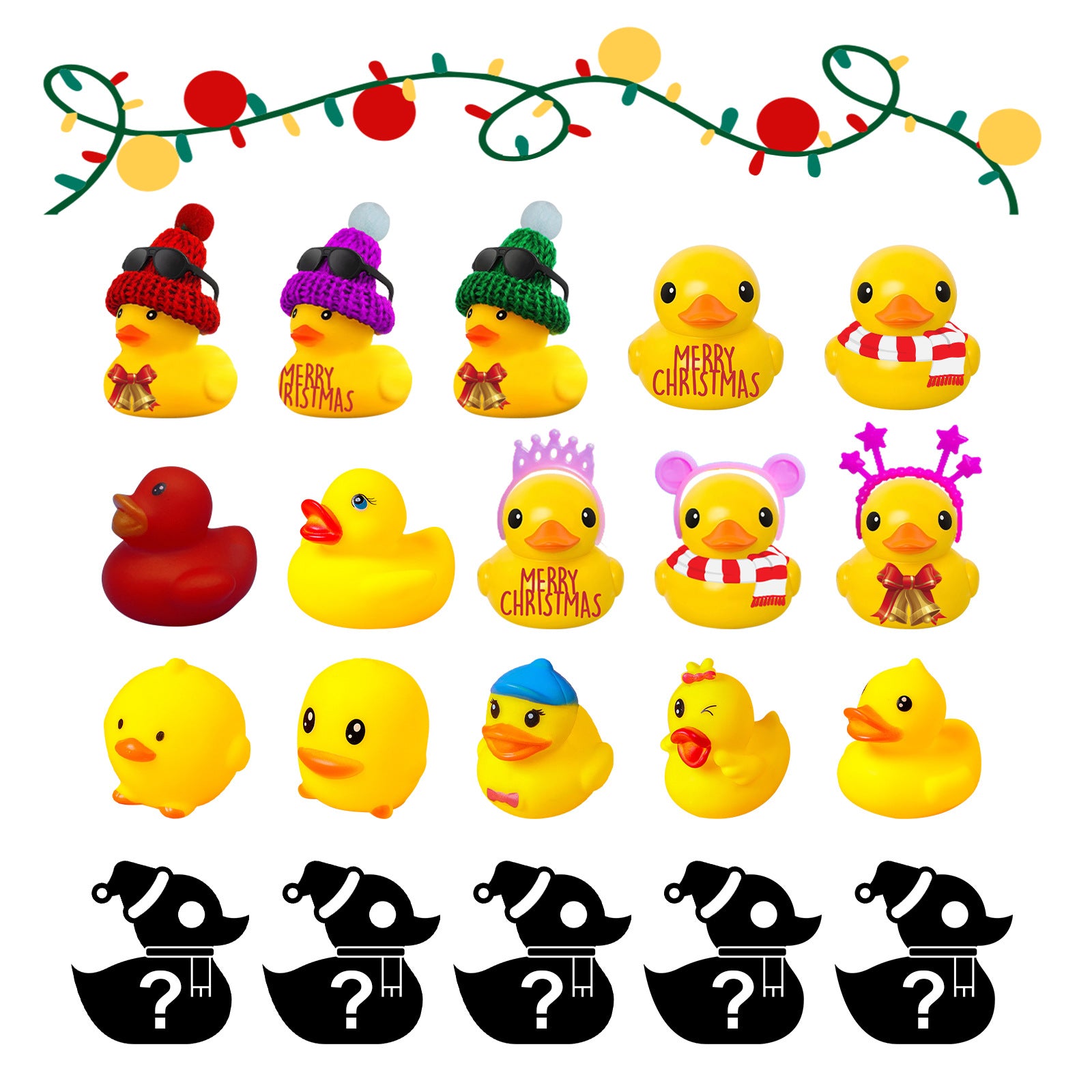 24 Days Countdown Christmas Advent Calendar Set Funny Ducks Bath Toy for Kids Animals Advent Calendar Christmas Xmas Gifts