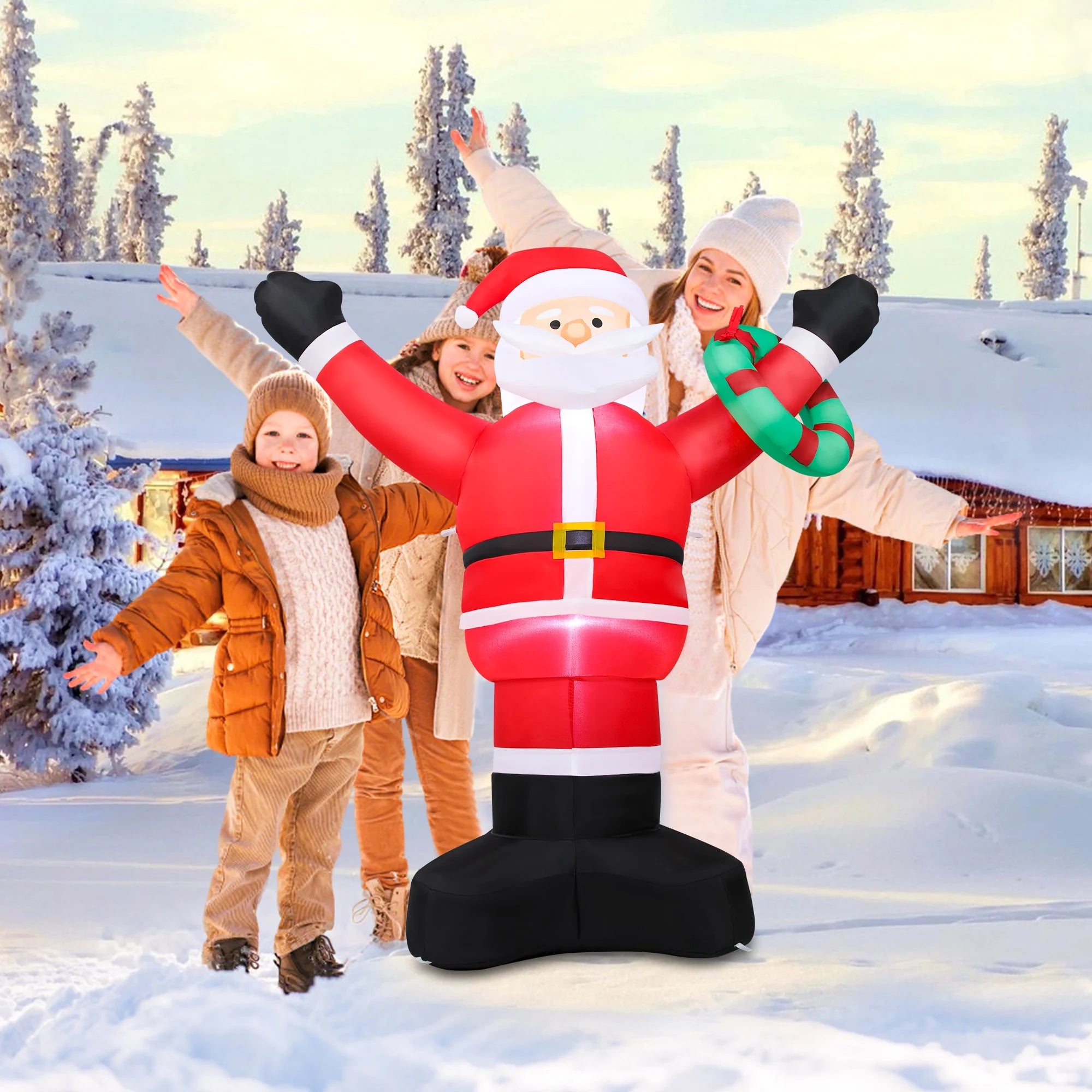 5Ft Christmas Inflatable Santa Claus Outdoor Decoration,Blow up Xmas Inflatable with LED Lights for Lawn Yard Garden