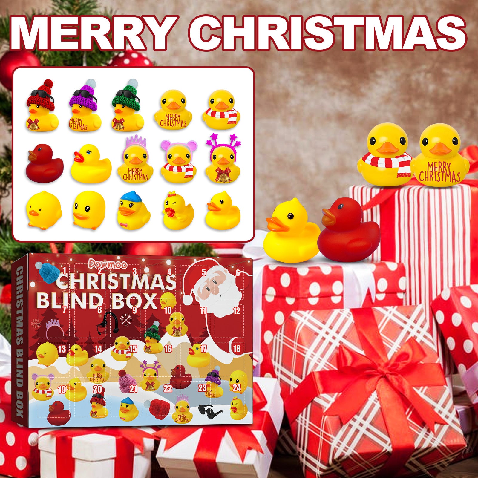 24 Days Countdown Christmas Advent Calendar Set Funny Ducks Bath Toy for Kids Animals Advent Calendar Christmas Xmas Gifts