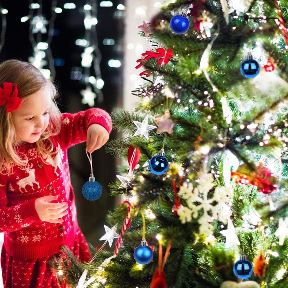 1.57" Christmas Ball Ornaments Shatterproof Navy Blue Christmas Ornaments Set 40 Pcs Blue Ornament for Xmas Tree Halloween Holiday Wedding Party Decoration