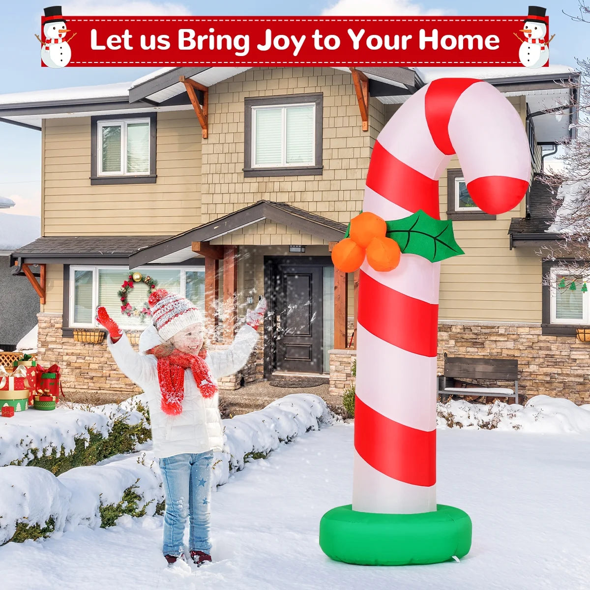 6 FT Christmas Inflatables Giant Candy Cane Decorations, Candy Cane Inflatable with Built-In Leds, Outdoor Christmas Decorations Clearance for Xmas/Holiday/Party