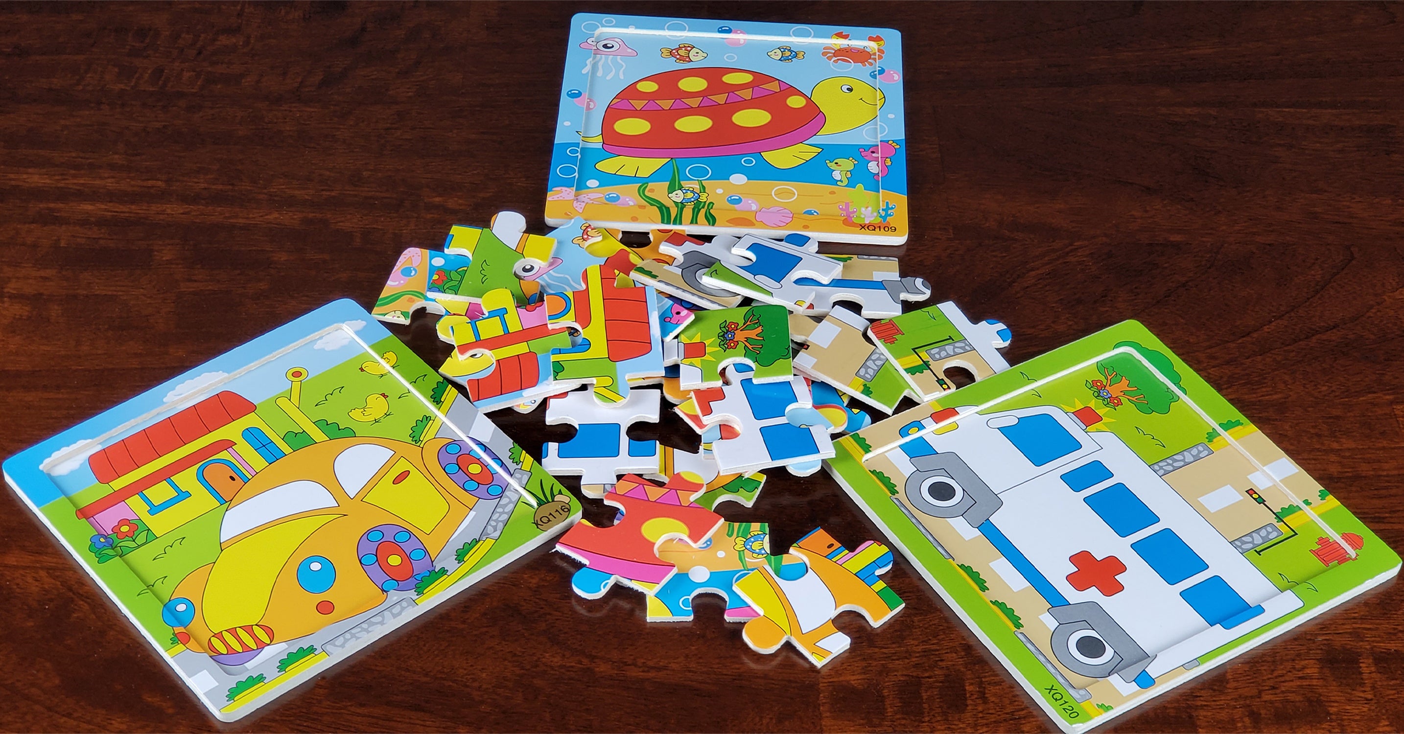 Wooden Jigsaw Puzzles for Kids Ages 2-5 Toddler Puzzles 9 Pieces Preschool Educational Learning Toys Set of 6 Puzzles for 2 3 4 Years Old Boys and Girls (9 Pieces - 6 Puzzles Set)