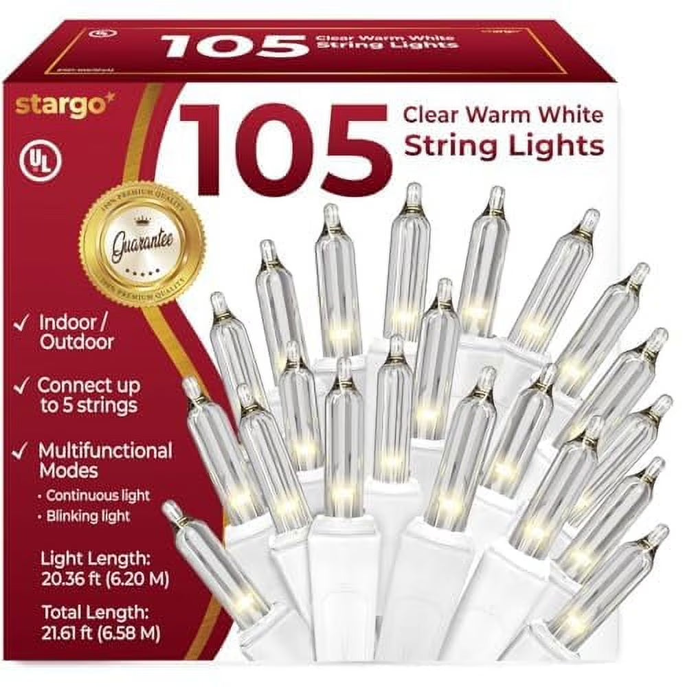 35 Incandescent String Lights White Wire (White Bulbs)