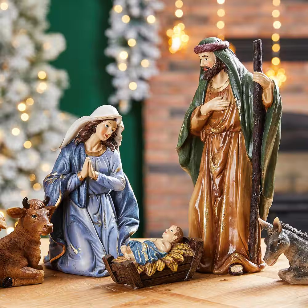 16 In. H Oversized Resin Nativity Figurine Set (12-Pieces)