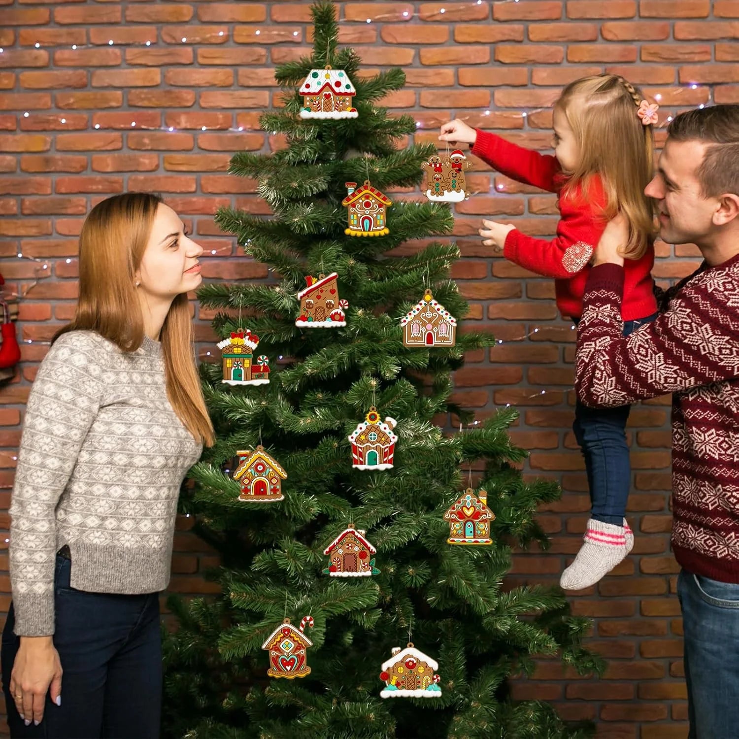 12Pcs Gingerbread Christmas Ornaments Gingerbread Christmas Tree Decorations Holiday Decor (House)