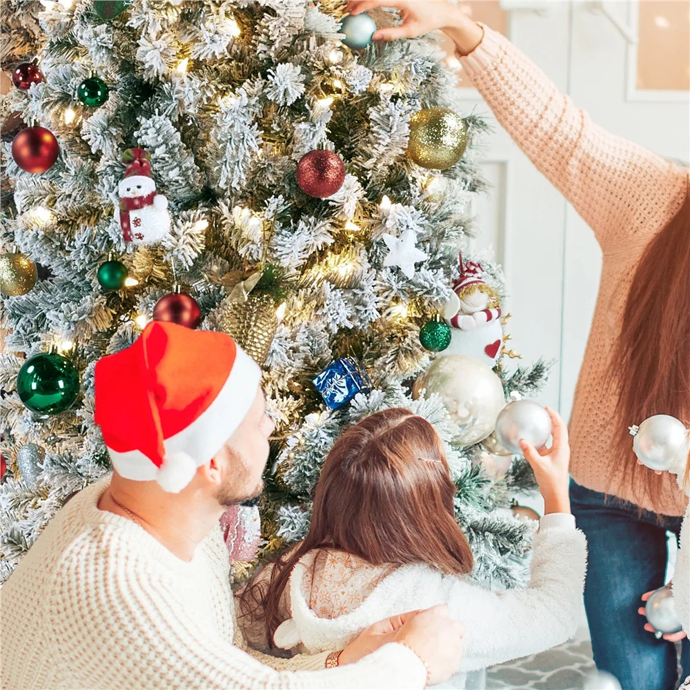 4.5 Ft Pre-Lit Flocked Christmas Tree with Warm Lights, Frosted White