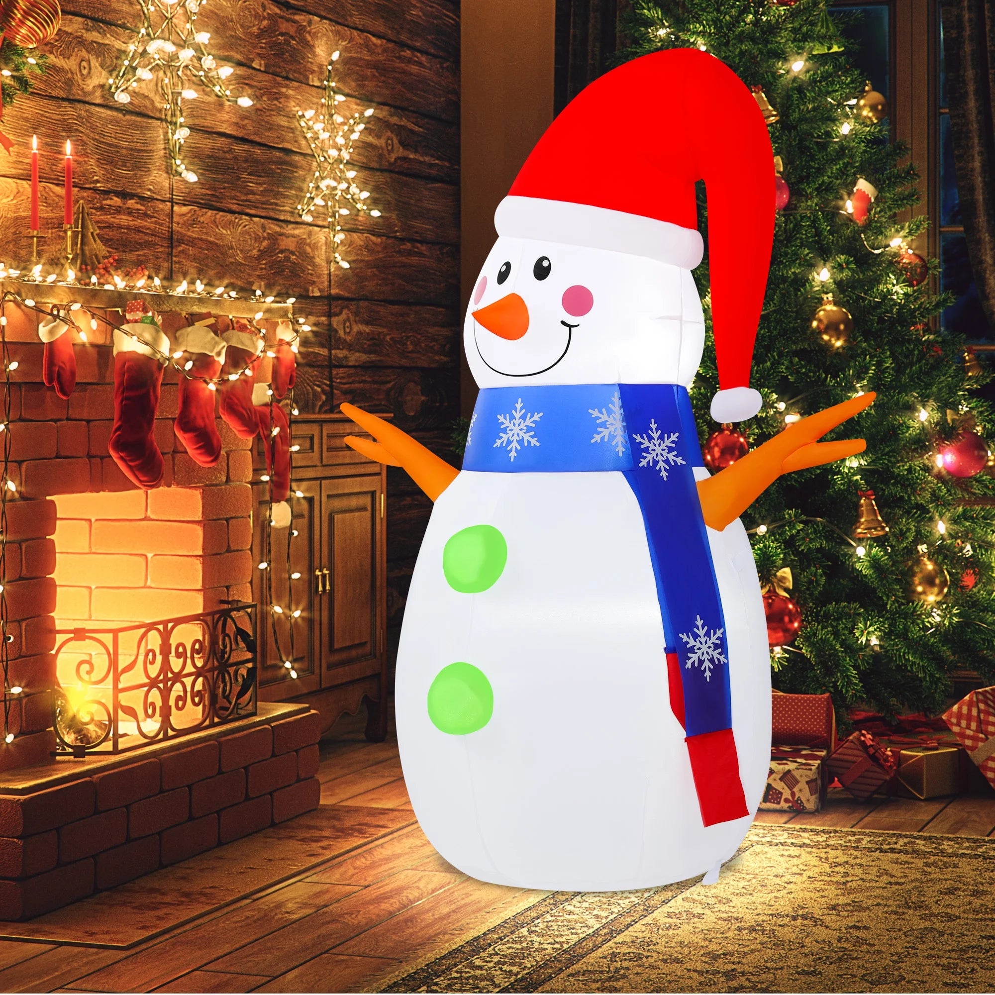 4Ft Tall Christmas Inflatable,Snowman Xmas Inflatable Outdoor Decoration with LED Lights for Yard Garden Lawn