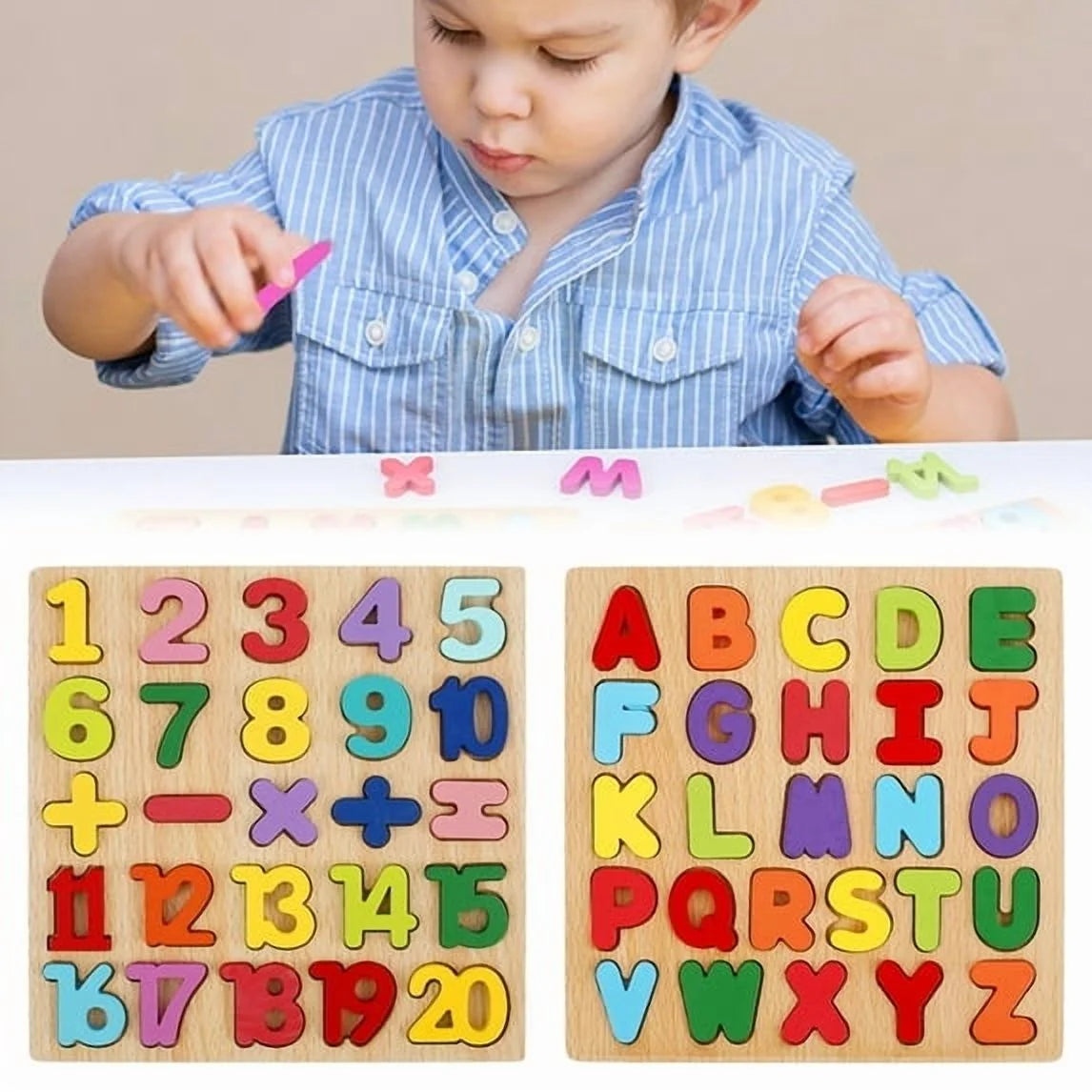 Baby Toddler Jigsaw Puzzle Alphabet Letters Number Wooden Learning Preschool Toys Kids Gifts