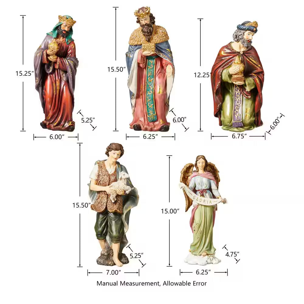 16 In. H Oversized Resin Nativity Figurine Set (12-Pieces)