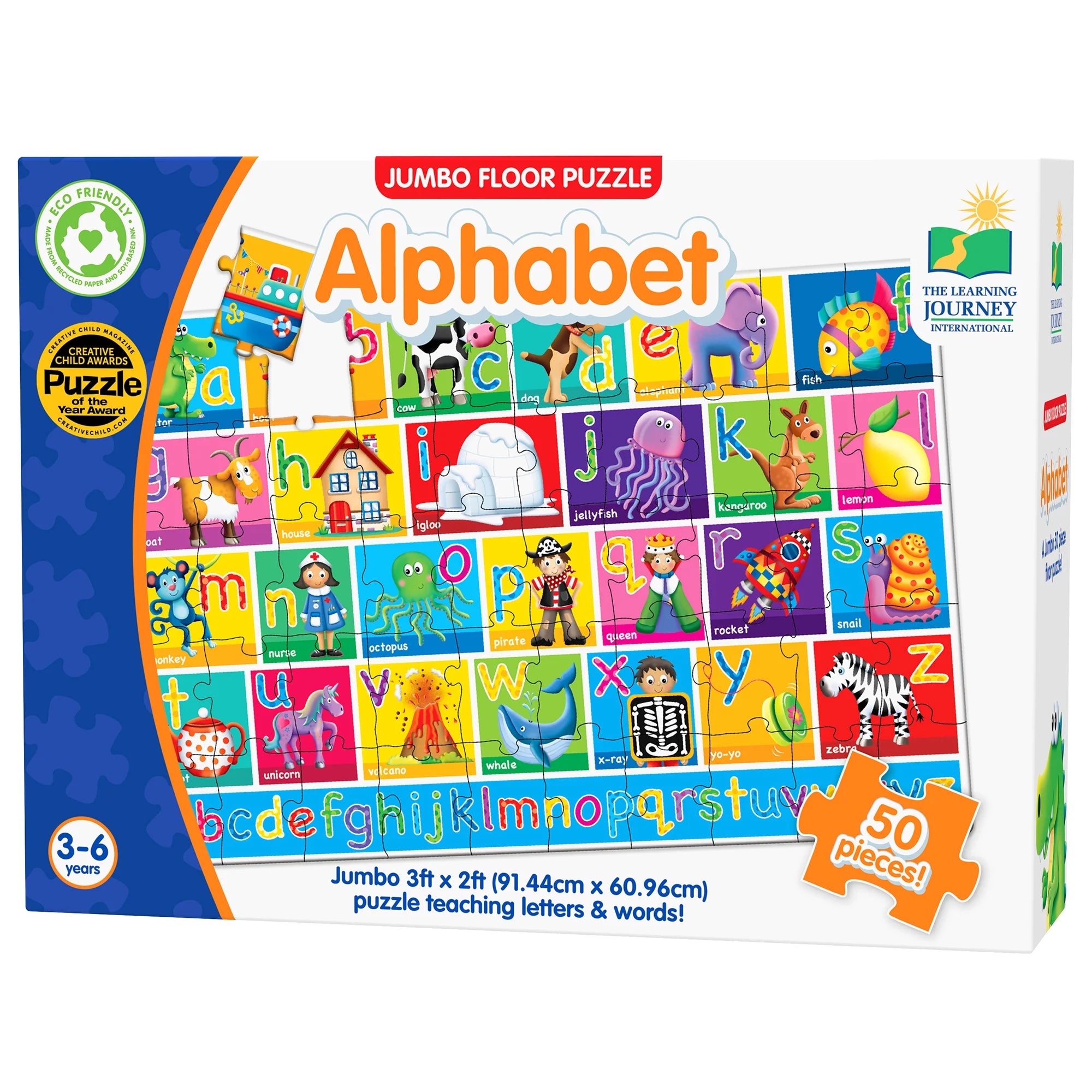 436318 Jumbo Floor Alphabet Jigsaw Puzzle, Cardboard, 50 Pieces