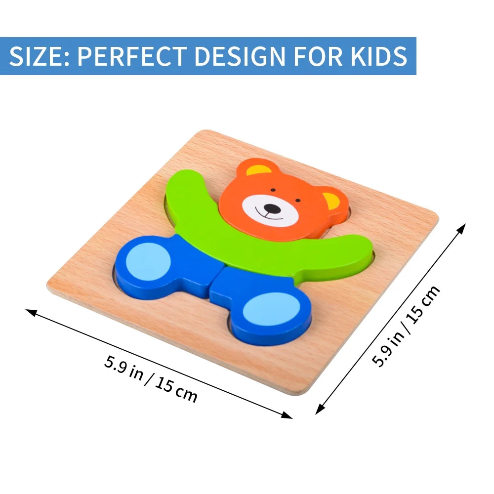 Wooden Puzzles for 1-3 Year Old Toddlers Jigsaw Puzzles with 4 Shape for Baby Boys Age 1 2 3, Animal Shape Montessor Toy Early Learning Preschool Educational Gifts for 1-3 Year Old Kids