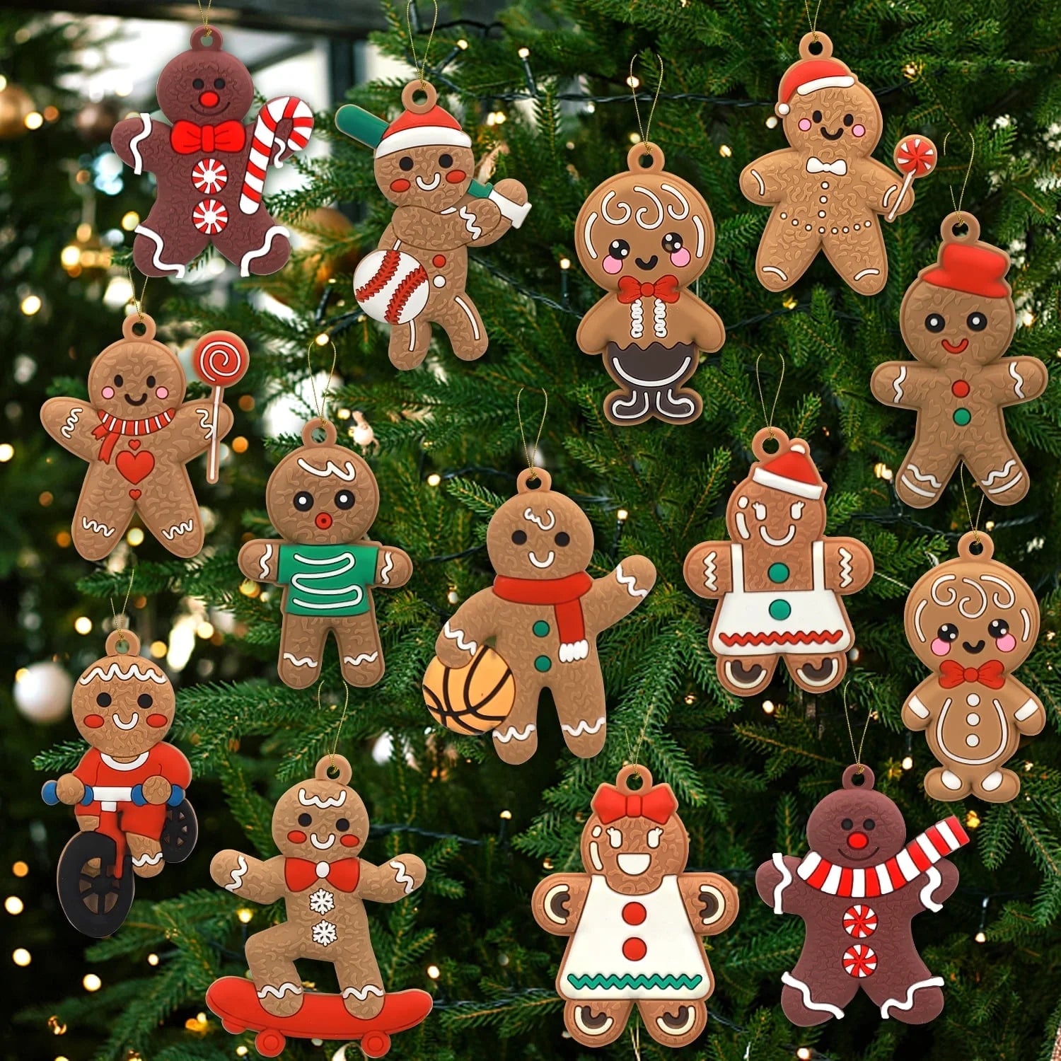 12Pcs Gingerbread Christmas Ornaments Gingerbread Christmas Tree Decorations Holiday Decor (House)
