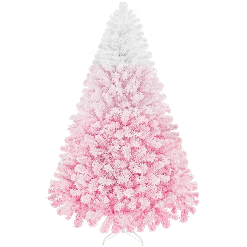4.5 Ft Pre-Lit Flocked Christmas Tree with Warm Lights, Frosted White