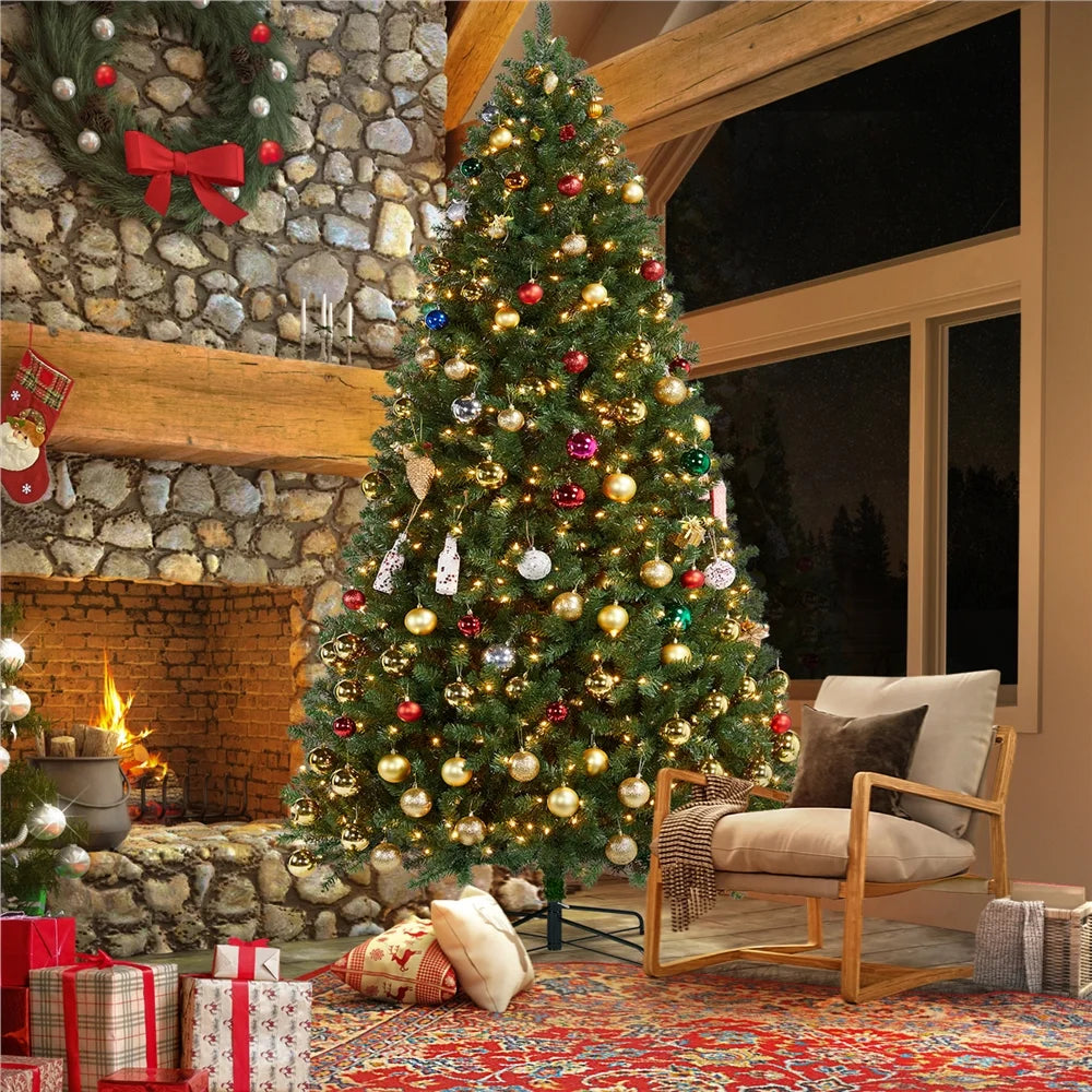 9Ft Pre-Lit Christmas Tree with Warm Lights, Green