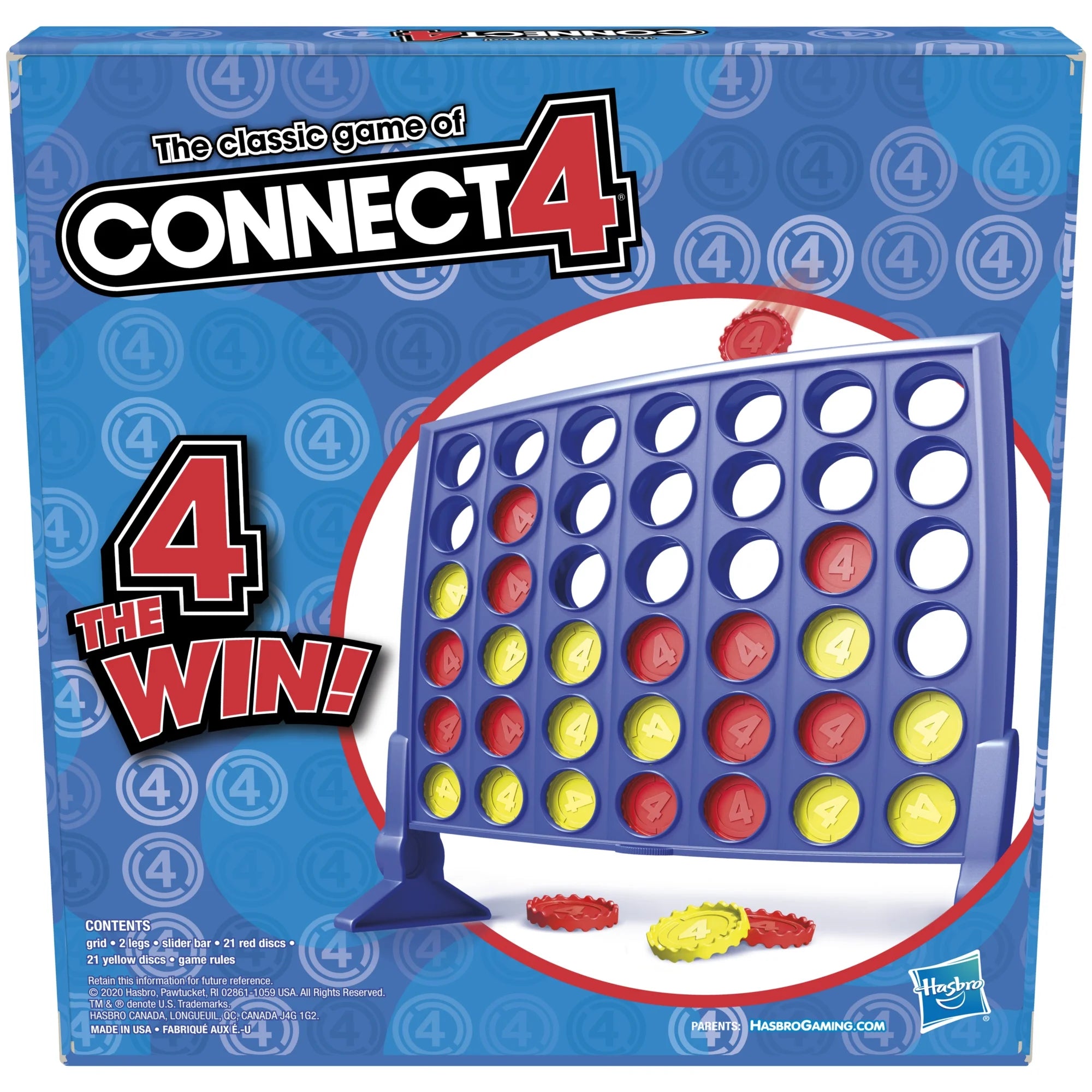 Classic Grid Board Game, 4 in a Row Game for Kids, 2 Player Strategy Board Games, Teacher School Supplies, Ages 6+