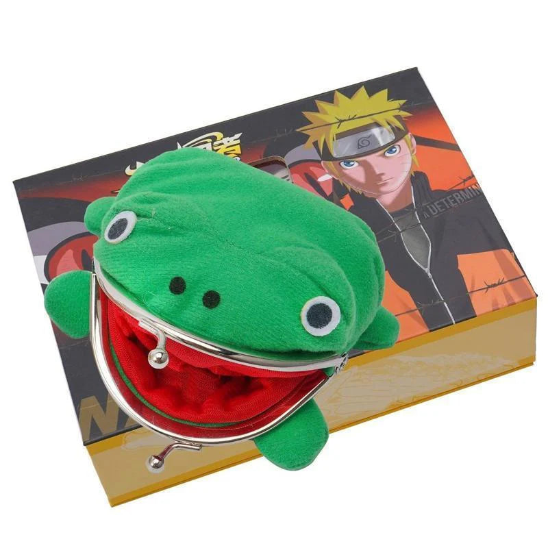 Naruto Akatsuki Rings 10Pcs Set with Green Frog Wallet and Chain Cosplay Itachi Sharingan Box Hidden Leaf Village Anime