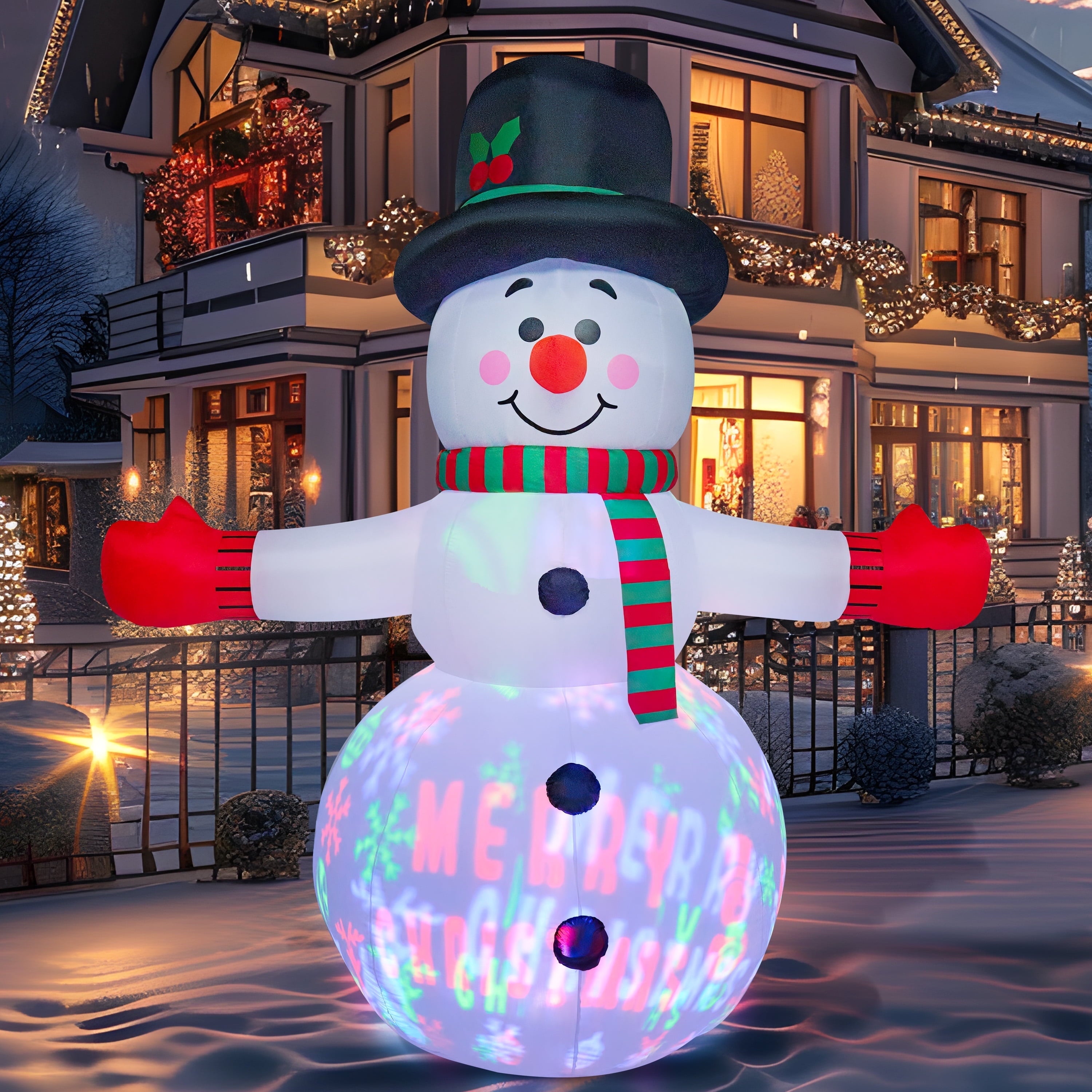 6 FT Christmas Inflatables Snowmen Outdoor Decorations,Christmas Three Sitting Snowmans Blow Ups Yard with Built-In Leds for Holiday Party Garden Lawn Decor