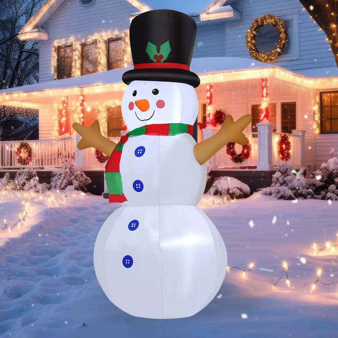 Christmas Inflatable 4 FT Blow up Snowman Inflatable, Outdoor Snowman Christmas Decorations Blowup Snowman with LED Lights Built-In, Xmas Inflatables Outdoor Decorations Clearance for Holiday
