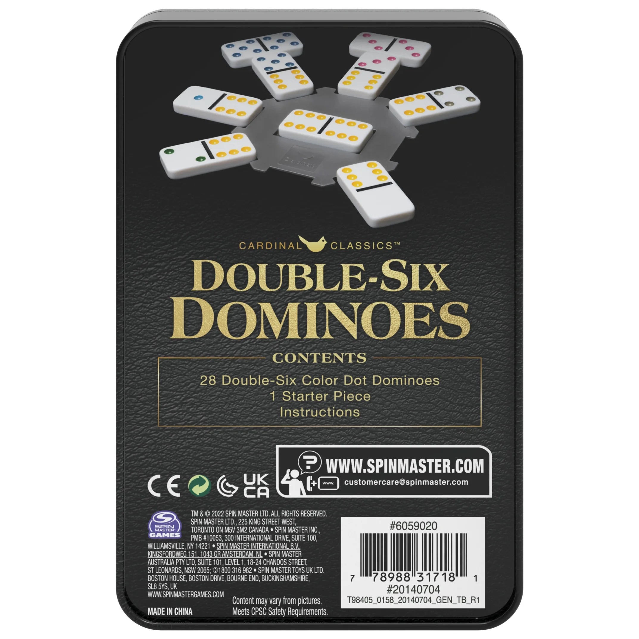 Spin Master Games, Double Six Dominoes Set in Storage Tin, for Ages 8+