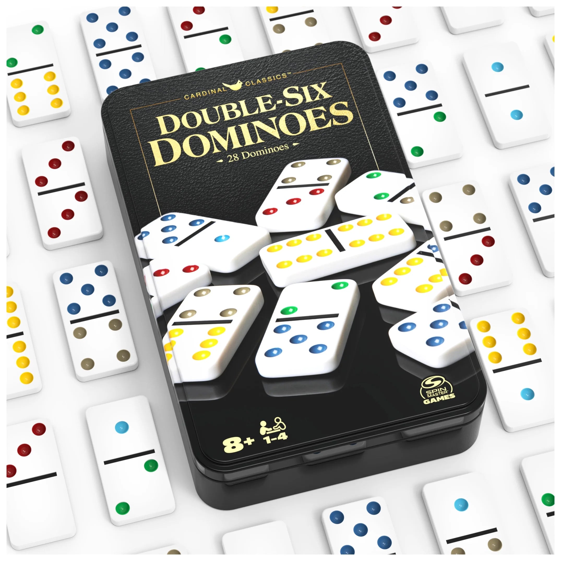 Spin Master Games, Double Six Dominoes Set in Storage Tin, for Ages 8+