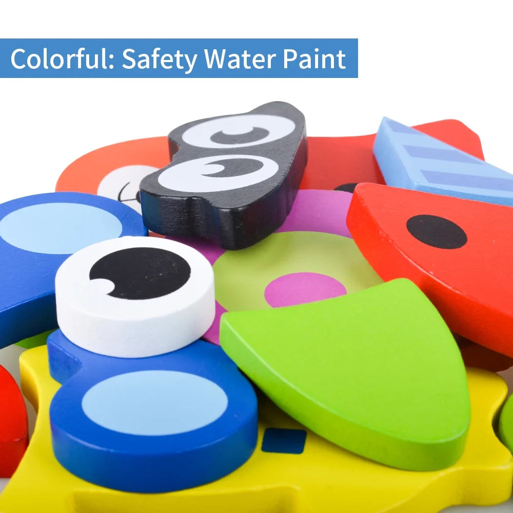 Wooden Puzzles for 1-3 Year Old Toddlers Jigsaw Puzzles with 4 Shape for Baby Boys Age 1 2 3, Animal Shape Montessor Toy Early Learning Preschool Educational Gifts for 1-3 Year Old Kids