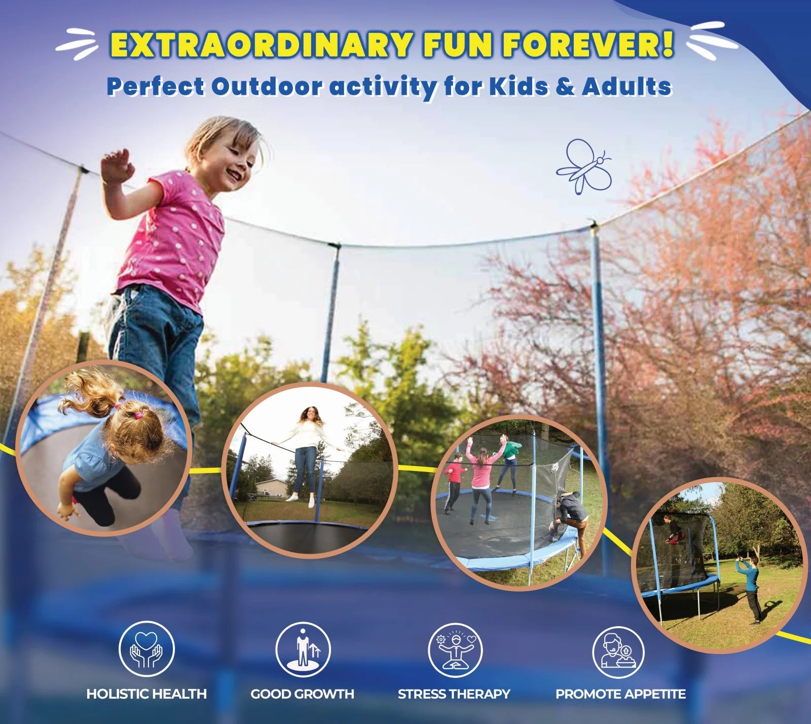 16 FT round Trampoline Set with Safety Enclosure System – Backyard Trampoline for Kids and Adults, Indoor Trampoline for Kids, Mini Trampoline for Adults