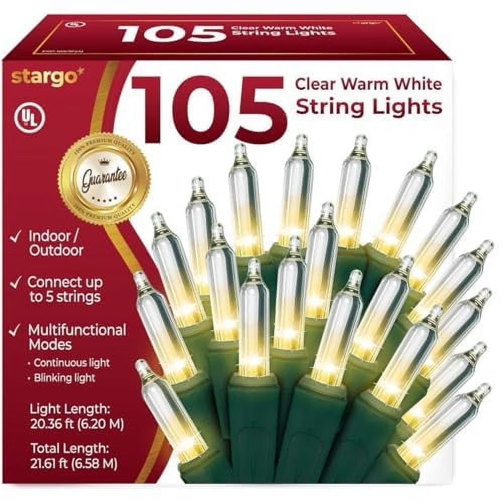 35 Incandescent String Lights White Wire (White Bulbs)
