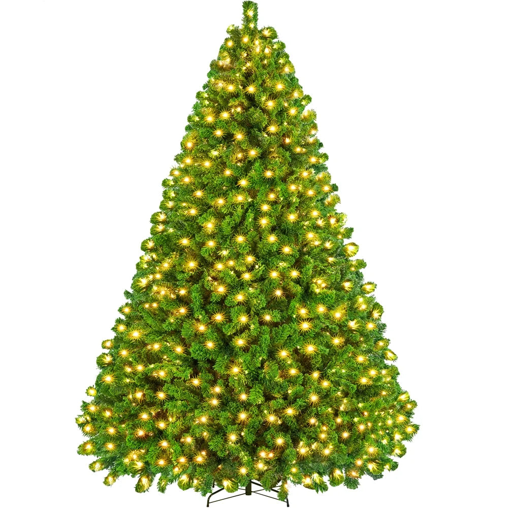 4.5 Ft Pre-Lit Flocked Christmas Tree with Warm Lights, Frosted White
