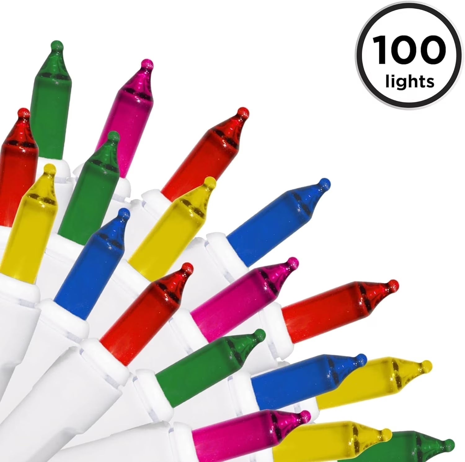 100 Count Mini String Christmas Lights, Clear - 22 Feet Indoor/Outdoor Christmas Tree Lights with Green Wire