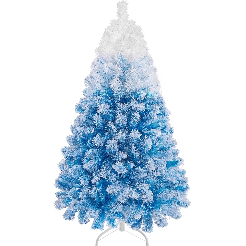 4.5 Ft Pre-Lit Flocked Christmas Tree with Warm Lights, Frosted White