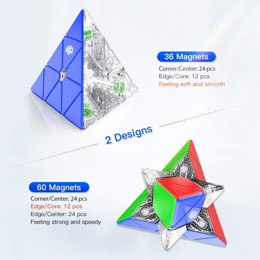 Pyraminx 60 Magnets, Speed Magnetic Pyramid Puzzle Stickerless Triangle Cube Ges+(Enhanced)
