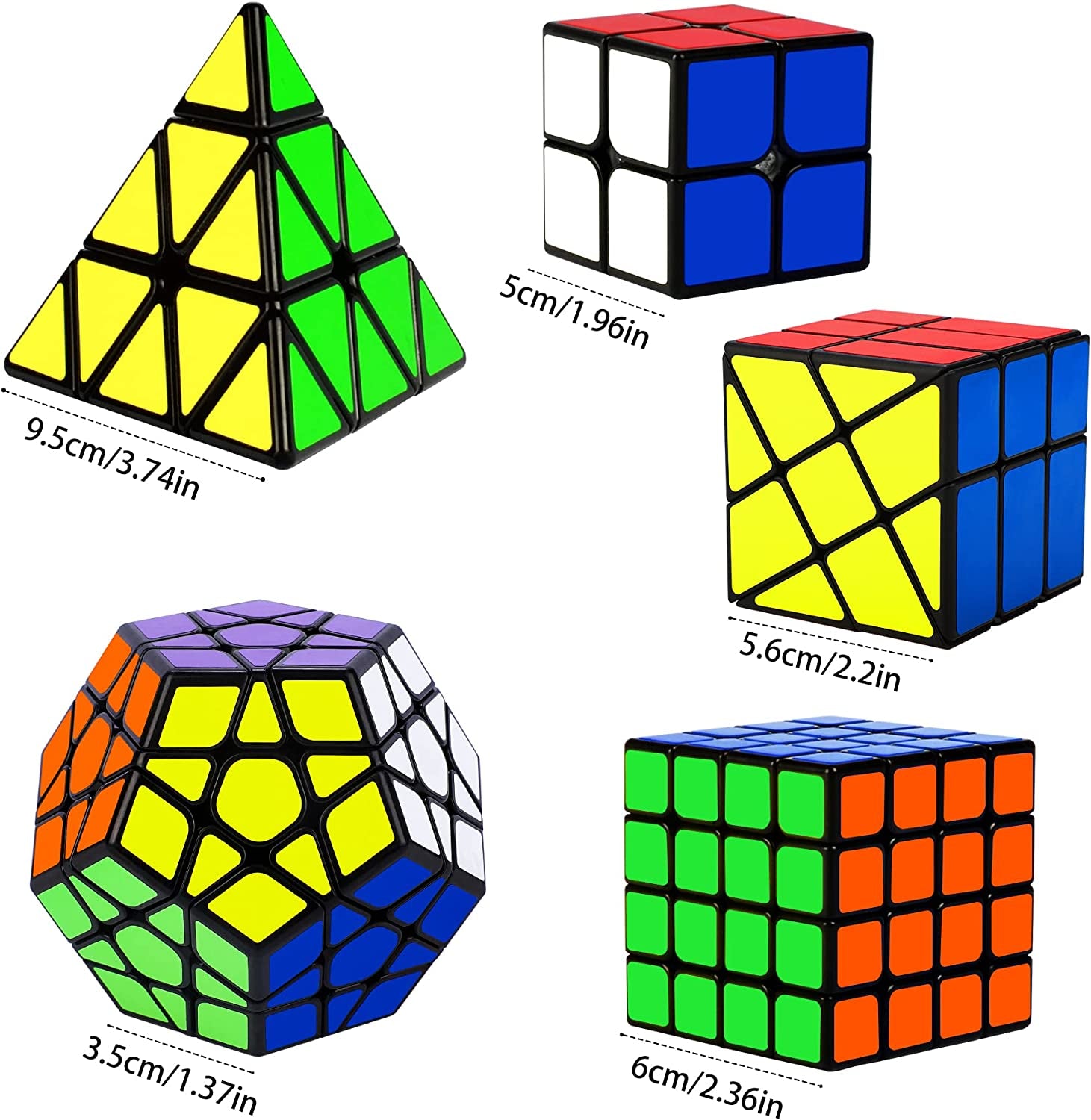 Speed Cube Set, Puzzle Cube, Magic Cube 2X2 4X4 Pyraminx Pyramid Megaminx Fenghu
