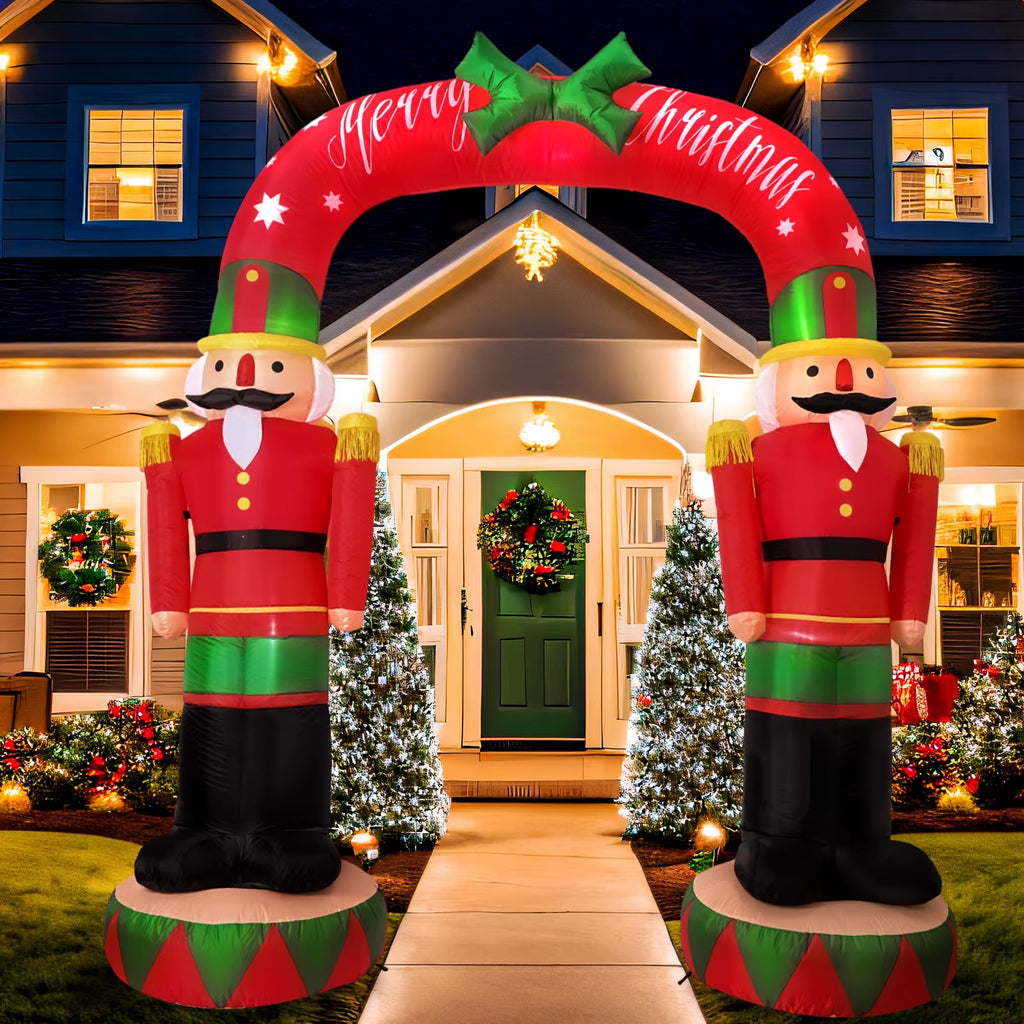 Ourwarm 8FT Christmas Inflatables Outdoor Decorations,Giant Nutcracker Soldier Archway,For Outdoor Christmas Holiday Garden Lawn
