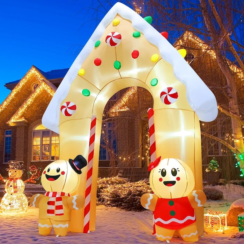 11.8-Ft Lighted Gingerbread Christmas Inflatable Archway