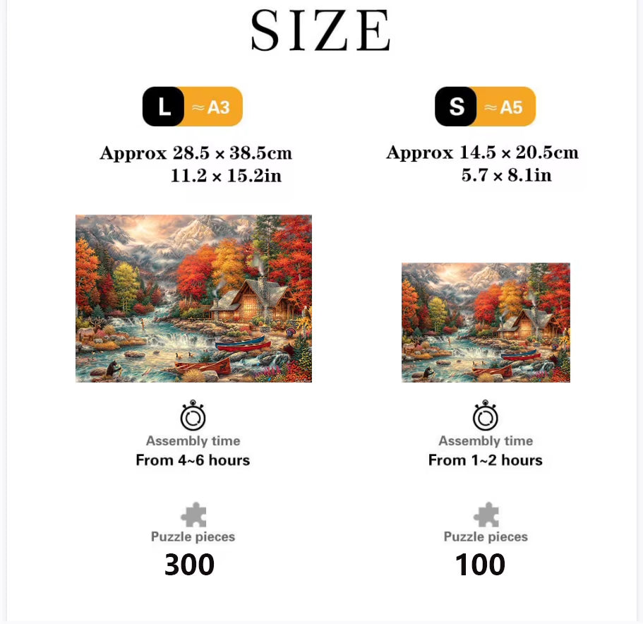 Autumn Mountains Wooden Jigsaw Puzzle Toys, Irregular Animal Shaped Pieces, Best Gift for Christmas and Thanksgiving