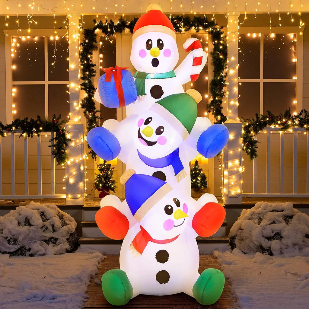 6Ft Christmas Inflatables Snowman Outdoor Decorations,Stacked Snowman Christmas Blow Ups with Built-In Leds for Holiday Party Garden Yard Lawn Decor