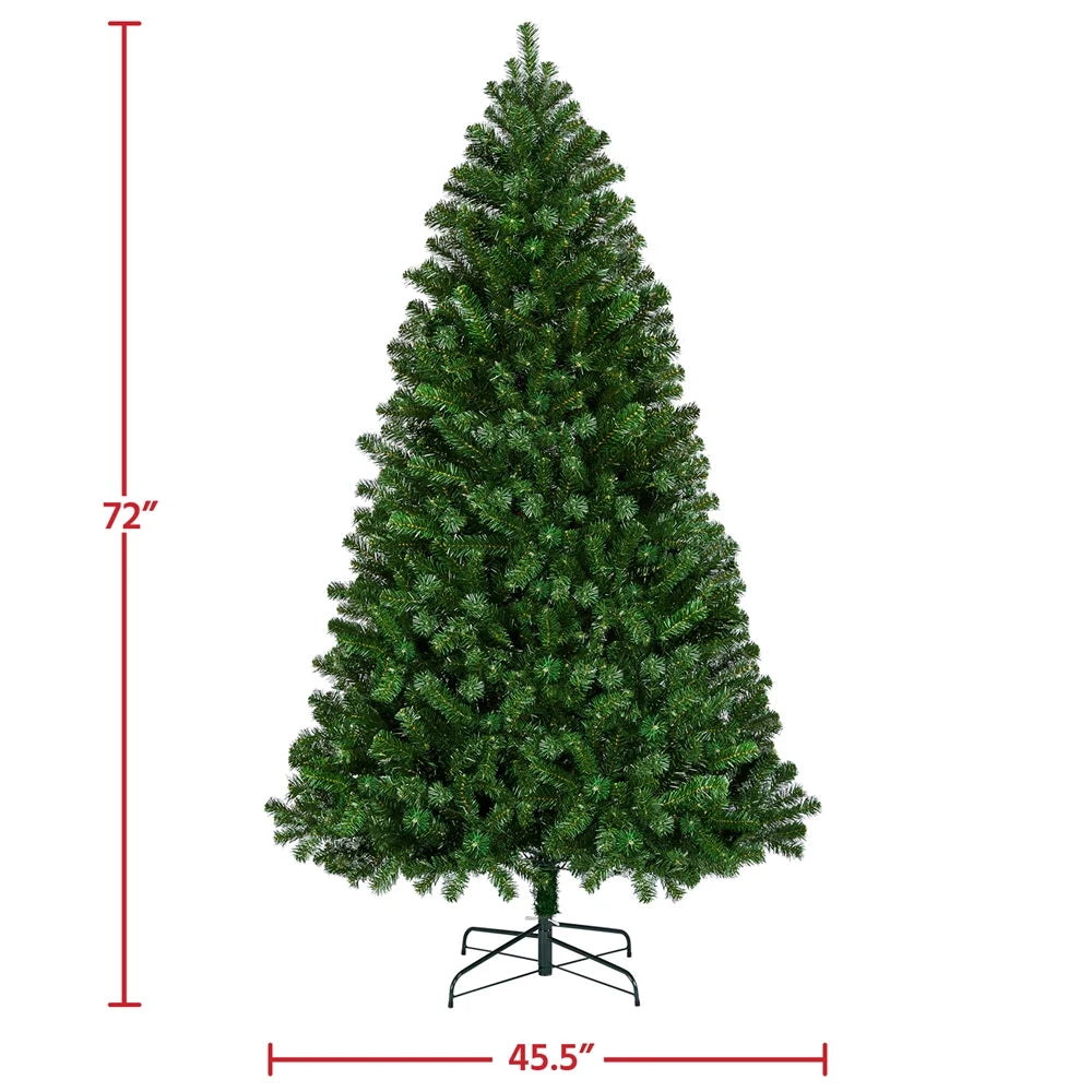 6 Ft Pre-Lit Christmas Tree with Warm Lights, Green