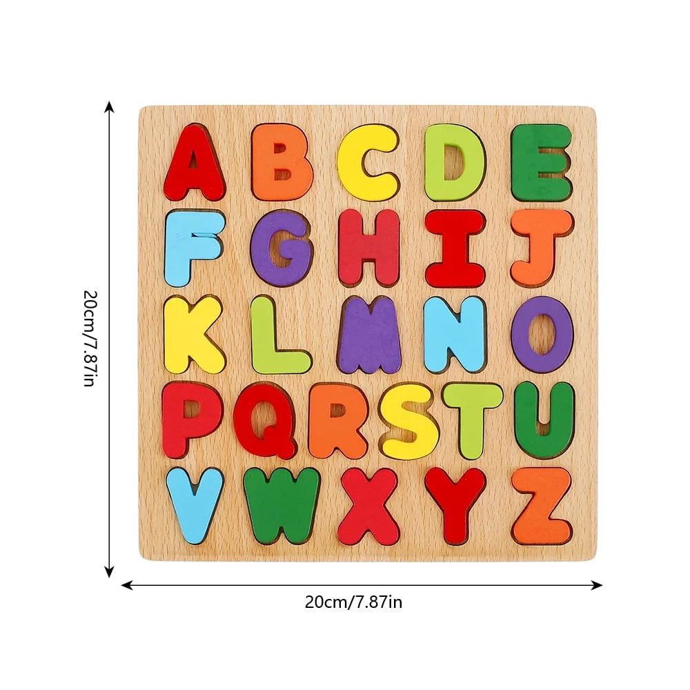 Baby Toddler Jigsaw Puzzle Alphabet Letters Number Wooden Learning Preschool Toys Kids Gifts