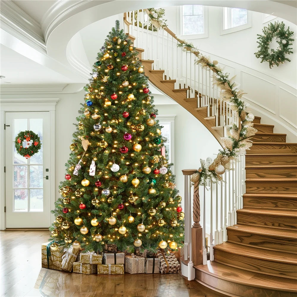 9Ft Pre-Lit Christmas Tree with Warm Lights, Green