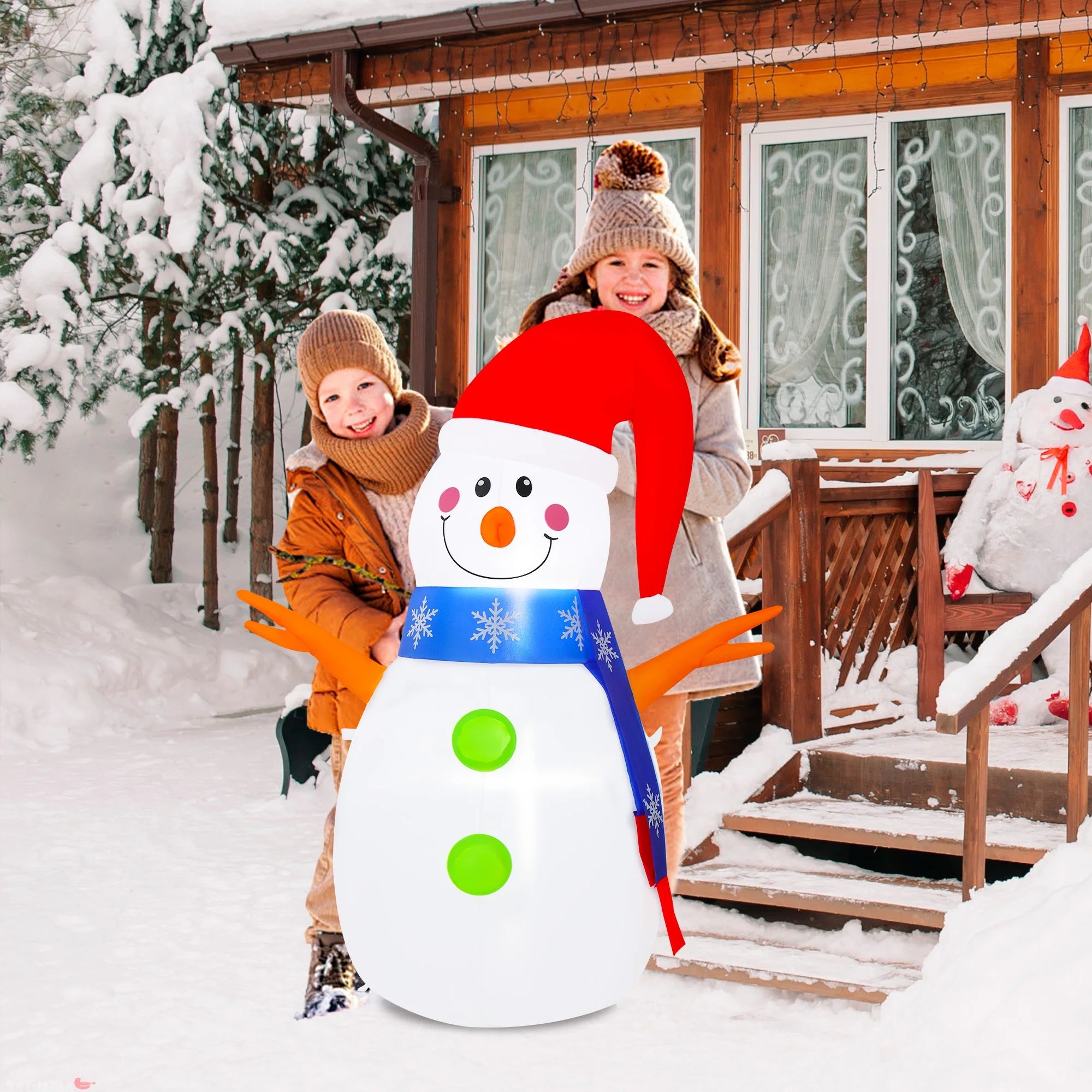 4Ft Tall Christmas Inflatable,Snowman Xmas Inflatable Outdoor Decoration with LED Lights for Yard Garden Lawn