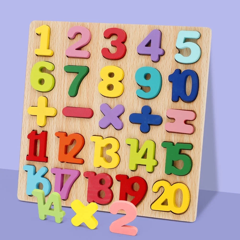 Baby Toddler Jigsaw Puzzle Alphabet Letters Number Wooden Learning Preschool Toys Kids Gifts