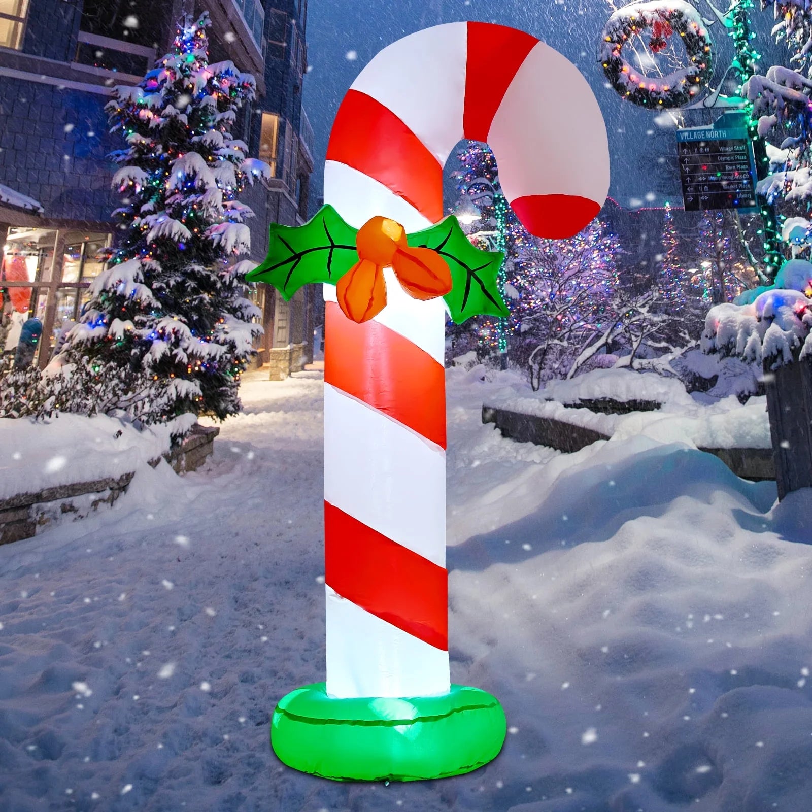 6 FT Christmas Inflatables Giant Candy Cane Decorations, Candy Cane Inflatable with Built-In Leds, Outdoor Christmas Decorations Clearance for Xmas/Holiday/Party