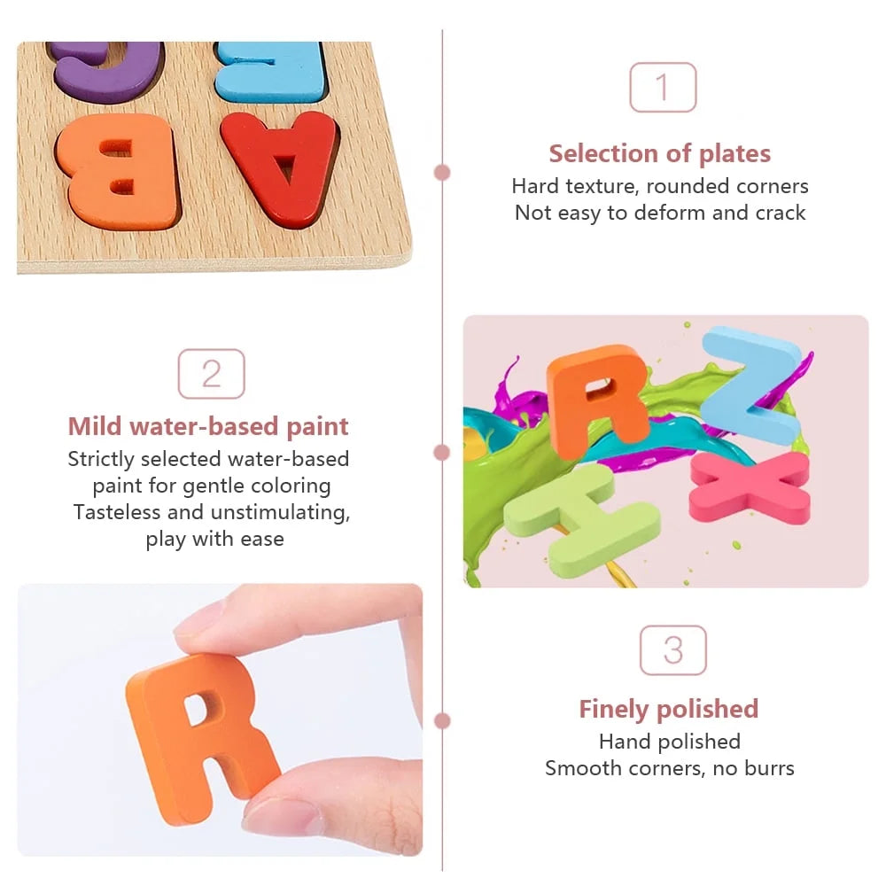 Baby Toddler Jigsaw Puzzle Alphabet Letters Number Wooden Learning Preschool Toys Kids Gifts
