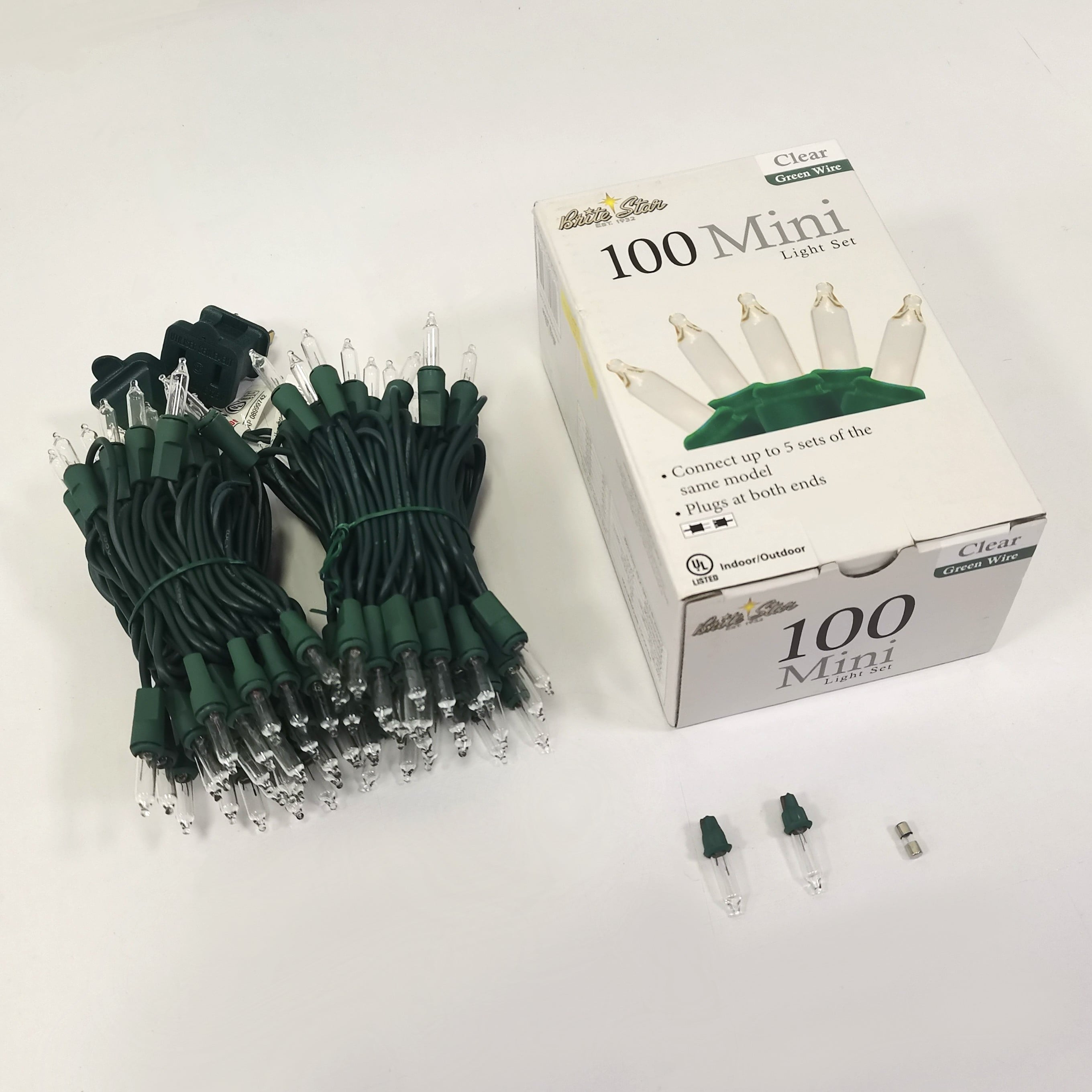 100 Count Mini String Christmas Lights, Clear - 22 Feet Indoor/Outdoor Christmas Tree Lights with Green Wire