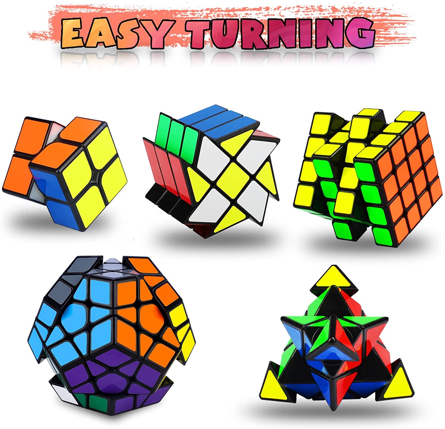 Speed Cube Set, Puzzle Cube, Magic Cube 2X2 4X4 Pyraminx Pyramid Megaminx Fenghu