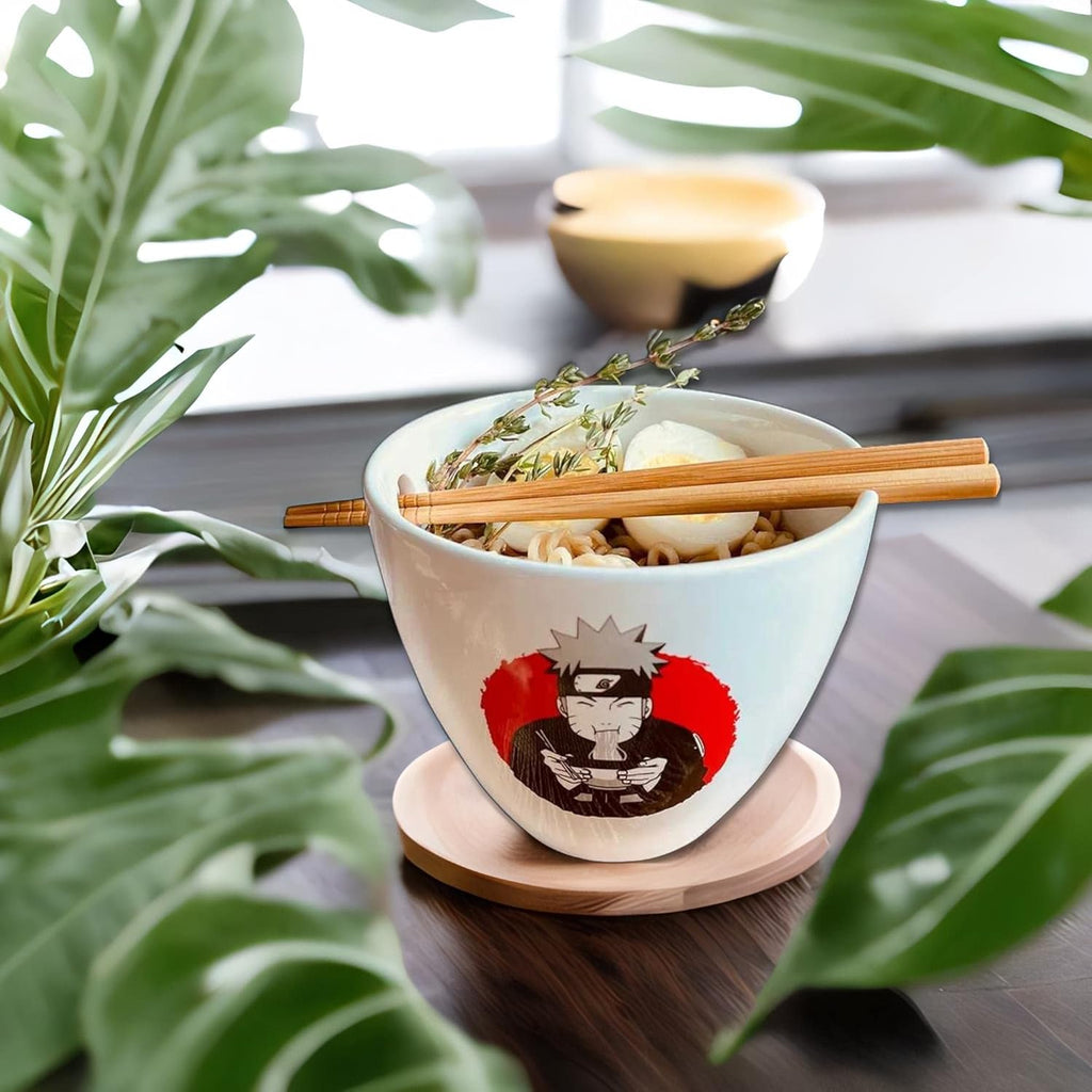 Naruto Ramen Bowl with Wooden Chopstick Featuring Naruto Eating Ramen | 16 Oz Naruto Gift Set | Kitchen Deco | Anime Bowl | Collective | Official Licensed
